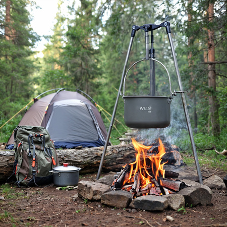 Garnek Turystyczny Kempingowy Na Wyjazd Biwak Z Pokrywką Duży 4 L + Uchwyt