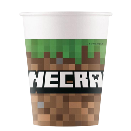 Kubeczki 8 szt + Talerzyki 8 szt + Serwetki Minecraft + Balon Cyfra 8 85 cm