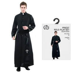 Ksiądz Kostium Sutanna Przebranie Na Halloween Dla Dorosłych Sutanna + Pas