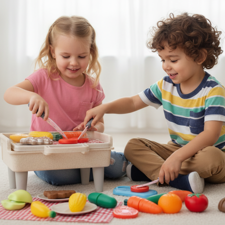 Mini Grill Zabawka Dla Dzieci 29 Elementów Sztućce + Akcesoria Spożywcze