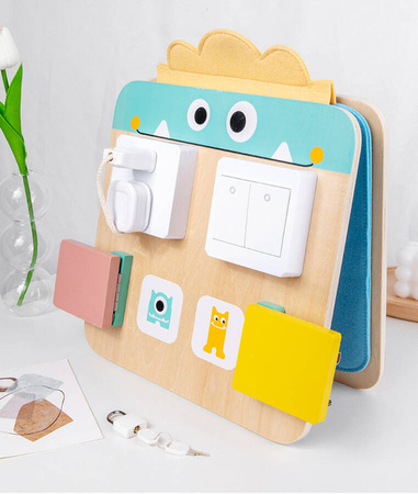 Drewniana Tablica Manipulacyjna Sensoryczna Montessori Dla Dzieci 2w1