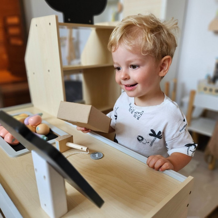 Drewniany Warzywniak Duży Stragan XXL Z Kasą + Akcesoria Dla Dzieci