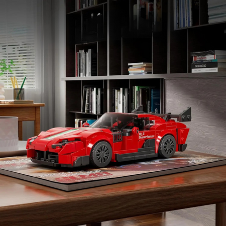 Klocki Konstrukcyjne Auto Samochód Wyścigowy 449 Elementów + Gablota MOULD KING