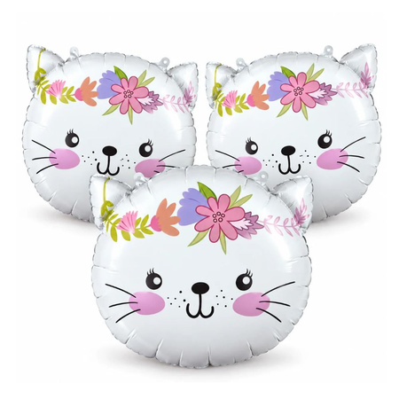 Balony Foliowe Kotek Na Imprezę Przyjęcie Dla Dziecka 44x35 cm Zestaw 3szt.