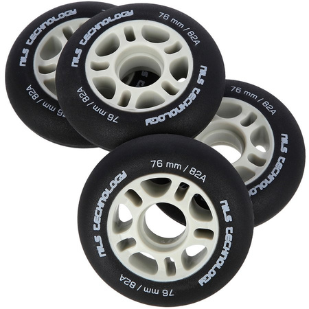Kółka Do Łyżworolek Kauczukowe Zestaw 4 szt. Czarne Matowe 76 mm NILS