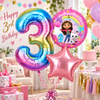 Balony Foliowe Na 3 Urodziny Koci Domek Gabi + Gwiazda + Cyfra Zestaw 3szt.