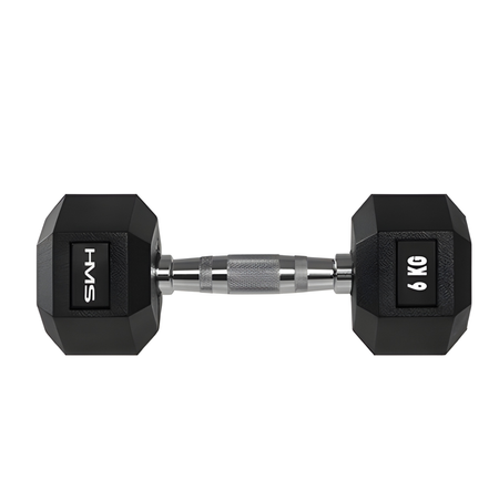 Ciężarek Hantla Hexagonalna Gumowana Do Treningu Siłowego Ćwiczeń HMS 6 kg