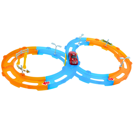Tor Wyścigowy Samochodowy Pull Back Dla Dzieci 160 cm + Samochód 18 el.