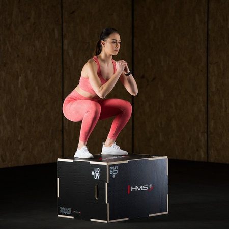 HMS Duża Drewniana Skrzynia Plyometryczna Do Ćwiczeń Fitness Crossfit
