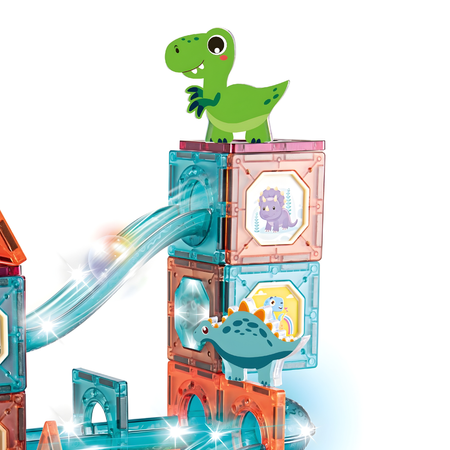 Klocki Magnetyczne Konstrukcyjne Świecący Tor Zestaw Dla Dzieci 86 el.