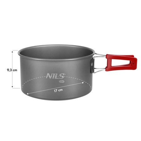 Naczynia Turystyczne Garnek 1,4 L + Patelnia 1,6 L + Sztućce + Karabińczyki