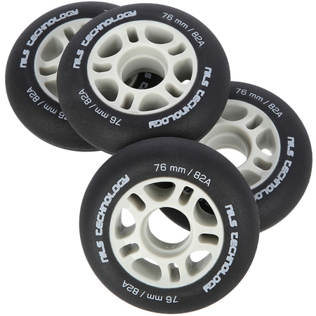 Kółka Do Łyżworolek Kauczukowe Zestaw 8 szt. Czarne Matowe 76 mm NILS