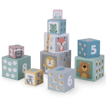 Wieża Piramidka Do Układania Dla Dzieci Zwierzęta i Cyfry 10 Elementów MAMABRUM