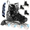 Łyżwy Rolki Regulowane LED Dziecięce Hokejowe 4w1 Łyżworolki Kauczukowe