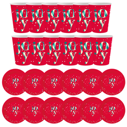 12x Talerzyki 18cm + 12x Kubeczki 250ml Papierowe Na Boże Narodzenie GODAN