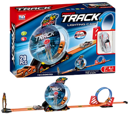 Tor Wyścigowy Samochodowy Dla Dziecka Pull Back 200 cm +  Autko 20 el.