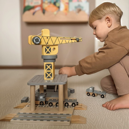 Dźwig Portowy Ruchomy Z Magnetyczną Wciągarką Zabawka Edukacyjna Dla Dzieci