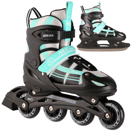 2w1 Łyżworolki Rolki Rekreacyjne Łyżwy Regulowane Młodzieżowe z Wymienną Płozą