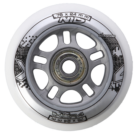 Kółka Do Rolek Kauczukowe 76 mm Zestaw 4 szt. + Łożyska ABEC-7 Białe NILS