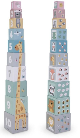 Wieża Piramidka Do Układania Dla Dzieci Zwierzęta i Cyfry 10 Elementów MAMABRUM