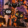 Balony Foliowe Na Halloween Imprezę Zestaw 3szt. Nietoperz Pająk Czarny Kot