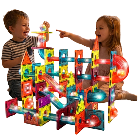 Klocki Magnetyczne Konstrukcyjne Świecący Tor Zestaw Dla Dzieci 110 el.