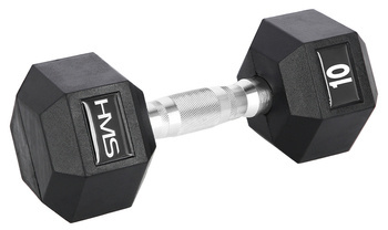 HMS Ciężarek Hantla Hexagonalna Gumowana Do Ćwiczeń Treningu 10 kg