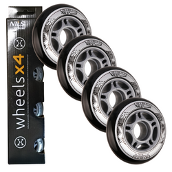 Kółka Do Łyżworolek Kauczukowe Zestaw 4 szt. Czarne 76 mm Nils Extreme