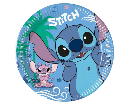 Talerzyki Papierowe Ozdobne Na Przyjęcie 20 cm Stitch & Angel 8 szt. PROCOS