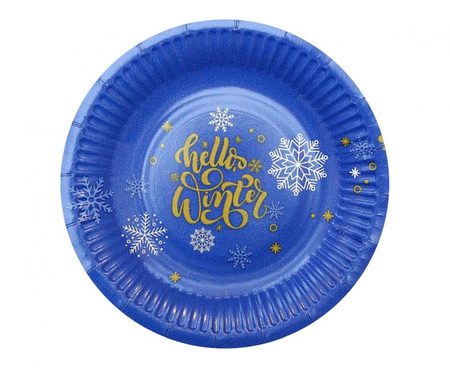 Talerzyki 18 cm + Kubeczki 250 ml Papierowe Świąteczne Hello Winter GODAN