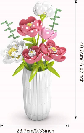 Klocki Konstrukcyjne Kwiat Piwonii W Wazonie 866 Elementów Mould King