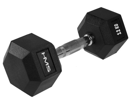 Ciężarek Hantla Hexagonalna Gumowana Do Ćwiczeń Treningu 12 kg HMS