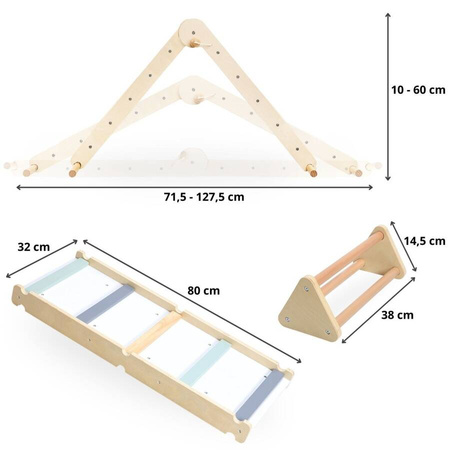 Drewniany Plac Zabaw 3w1 Drabinka Ścianka Trójkąt Piklera