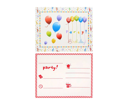 Zaproszenia Na Urodziny Papierowe Z Kopertami Happy Birthday - 6 szt.