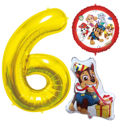 Balony Foliowe Na 6 Urodziny Przyjęcie Dla Dziecka Psi Patrol Cyfra 85 cm