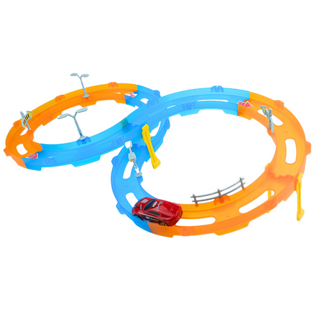 Tor Wyścigowy Samochodowy Pull Back Dla Dzieci 160 cm + Samochód 18 el.