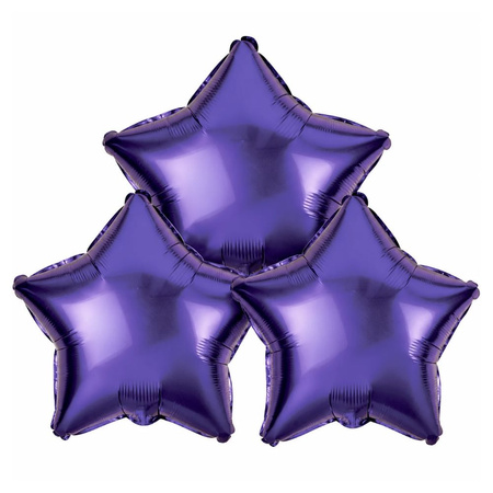 Balony Foliowe Gwiazdy Fioletowe Na Imprezę Urodziny Przyjęcie 19" 3 szt.