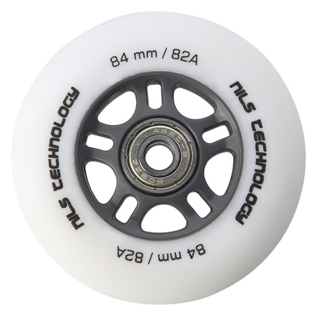 Kółka Do Rolek Kauczukowe 84 mm Zestaw 4 szt. + Łożyska ABEC-9 Białe Matowe