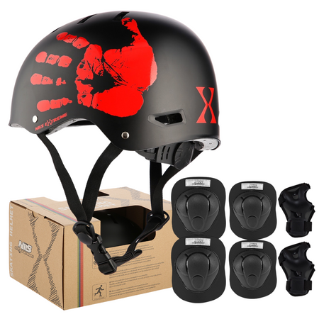 Kask Regulowany Na Rolki Rower Hulajnogę Orzeszek + Zestaw Ochraniaczy NILS