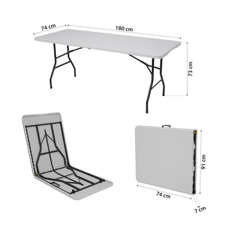 Stół Ogrodowy Cateringowy Składany Bankietowy Turystyczny 180x74cm +2 Ławki