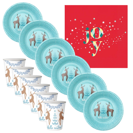 6xKubeczki 250 ml + 6xTalerzyki + 20xSerwetki Zastawa Stołowa Na Święta