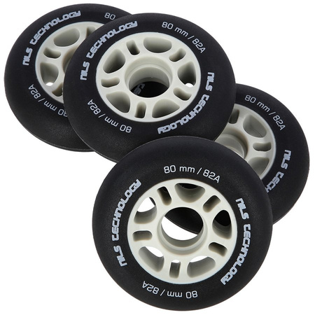 Kółka Do Łyżworolek Kauczukowe Zestaw 4 szt. Czarne Matowe 80 mm NILS
