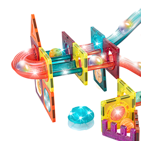 Klocki Magnetyczne Konstrukcyjne Świecący Tor Zestaw Dla Dzieci 65 el.