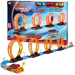Tor Wyścigowy Samochodowy Pull Back Dla Dzieci 416 cm + 2 Samochody TLD