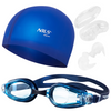 Okularki Pływackie Na Basen ANTI-FOG + Czepek Silikonowy Kąpielowy + Zatyczki Do Wody