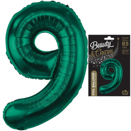 Balon Foliowy Na Urodziny Rocznice Butelkowa Zieleń Duży 85 cm Cyfra 9 
