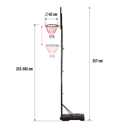 Kosz Do Koszykówki Regulowany Ogrodowy Tablica Obręcz Siatka + Stojak NILS