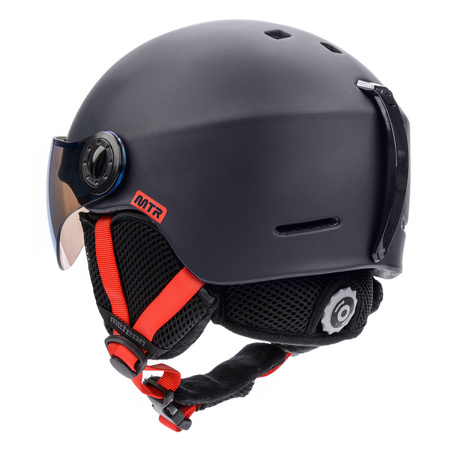 Kask Zimowy Narciarski Snowboardowy Granatowy Z Szybką AIR FLOW METEOR