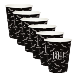 Kubeczki Papierowe Nietoperze Boo! Na Halloween Imprezę GODAN 266 ml 6 szt.