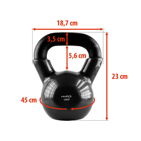 Kettlebell Hantla Żeliwna Pokryta Winylem Do Ćwiczeń Treningu Siłowego 12kg